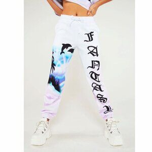 Jaded London Women's Joggers Size 6 US Fantasy Scene Print Fleeced Lined